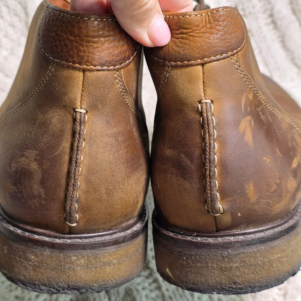Johnston & Murphy Chukka Boots Brown Distressed Leather Memory Foam Mens 11.5 M